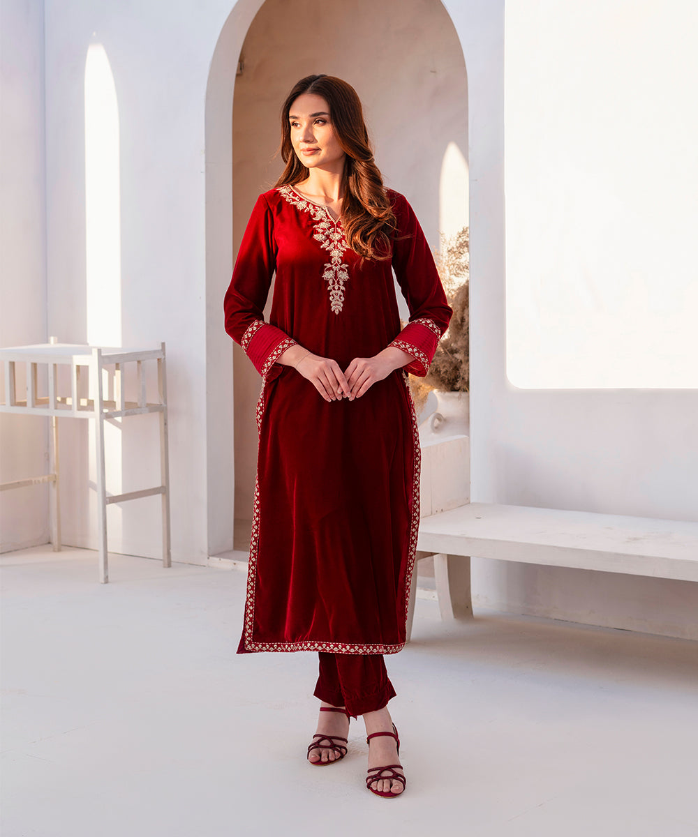 sachin and babi light blue dress Amber Embroidered Tiered Velvet Dress Blue main image 1