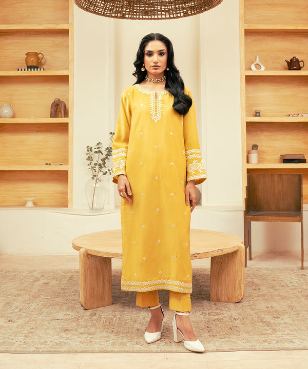 2PC - Embroidered Cotton Silk Suit
