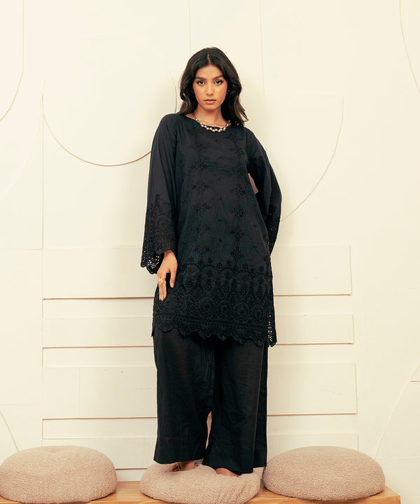 2PC - Embroidered Cotton Silk Suit
