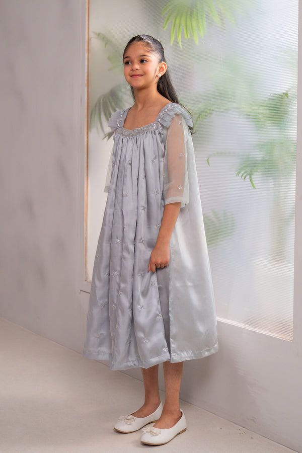 Girl - Embroidered Charmeuse Silk Frock