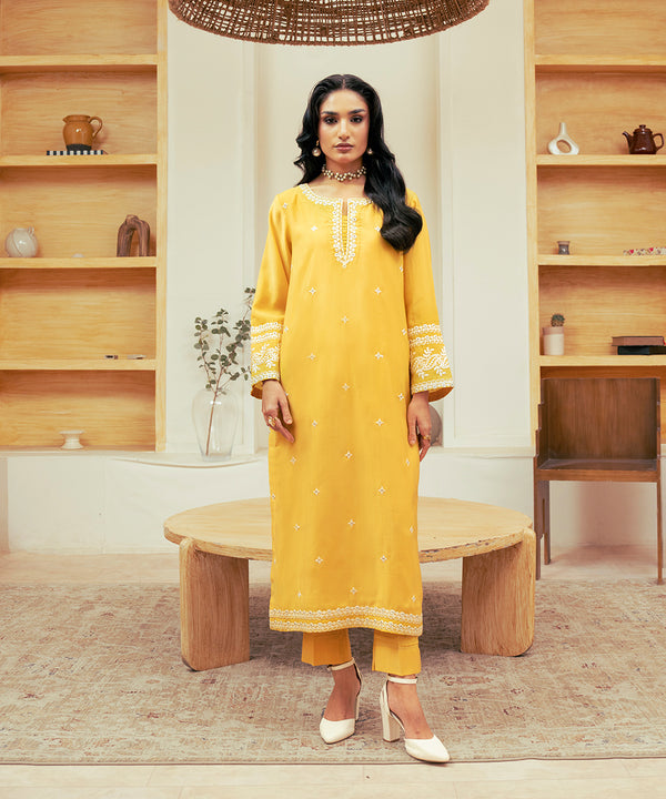 2PC - Embroidered Cotton Silk Suit