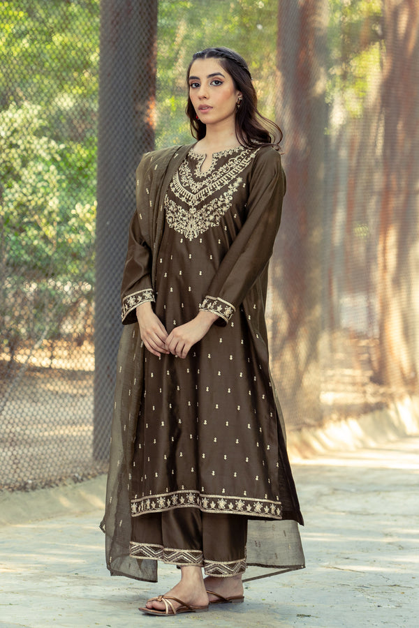 3PC - Embroidered Cotton Suit