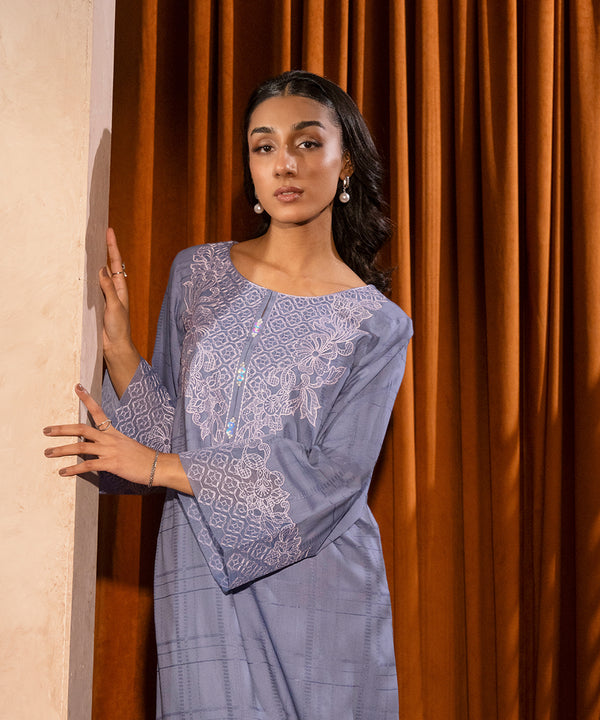 2PC -  Embroidered Self Textured Suit
