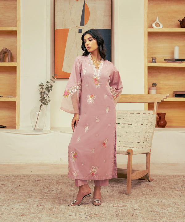 2PC - Embroidered Cotton Silk Suit