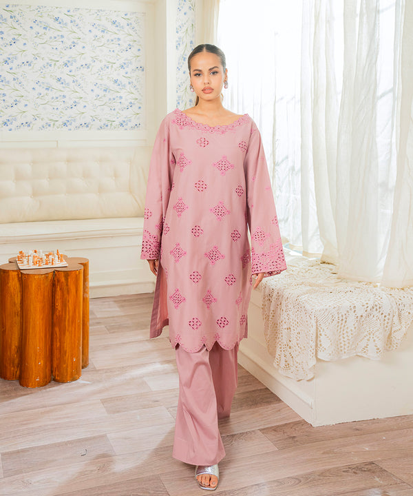 2PC - Embroidered Cotton Silk Suit