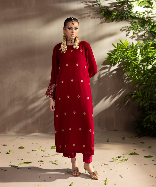 Embroidered Velvet Shirt