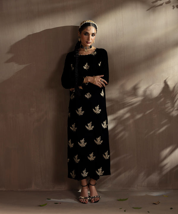 Embroidered Velvet Suit