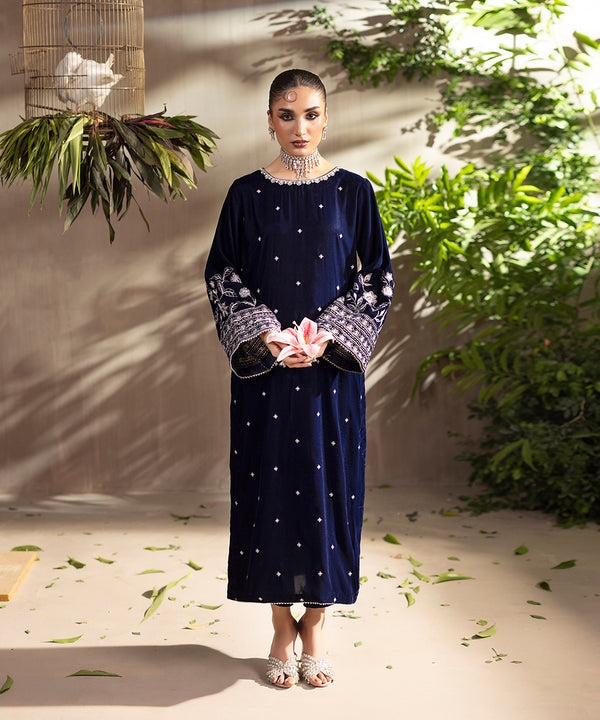 2PC - Embroidered Velvet Suit