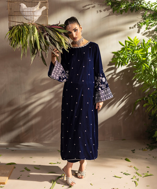 2PC - Embroidered Velvet Suit