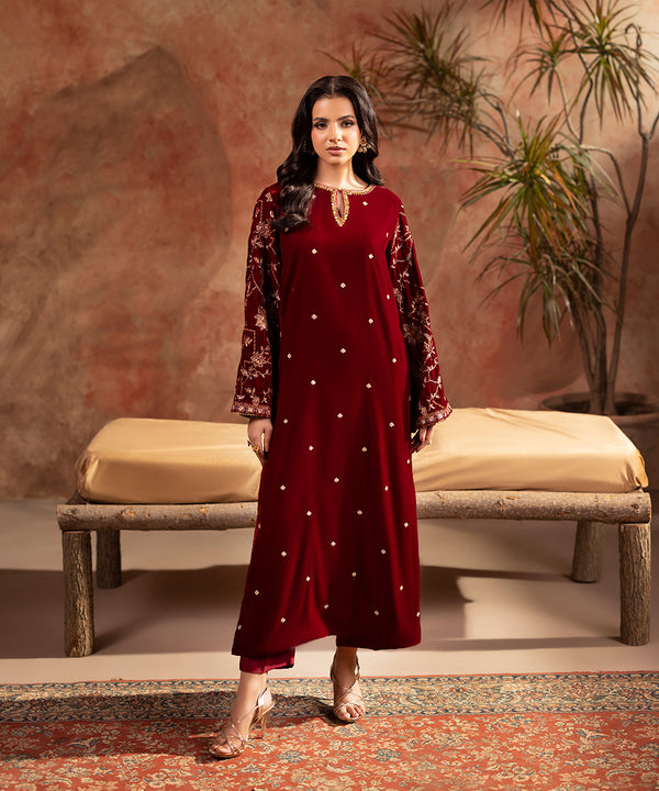 Embroidered velvet shirt