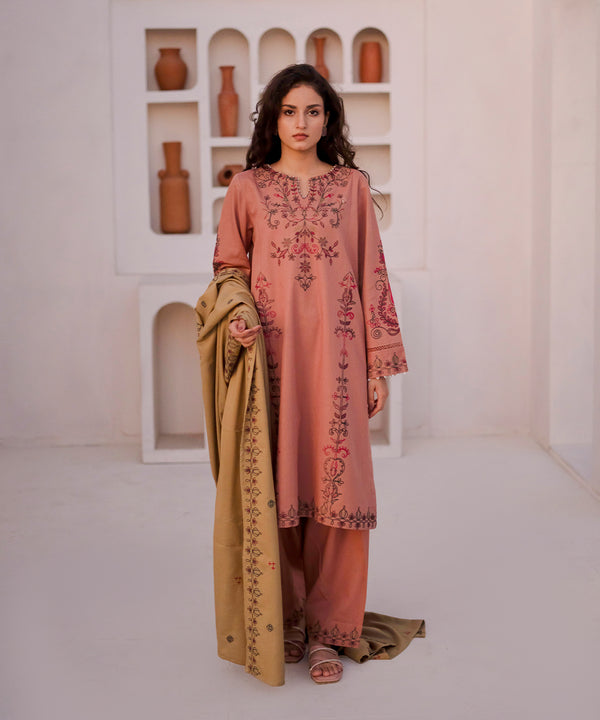 3PC - Khaddar Embroidered Suit