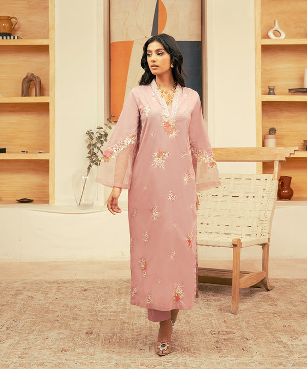 2PC - Embroidered Cotton Silk Suit