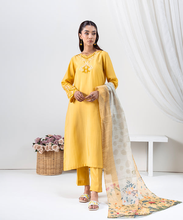 3PC - Embroidered silk Lawn Suit