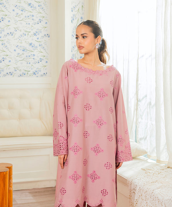 2PC - Embroidered Cotton Silk Suit
