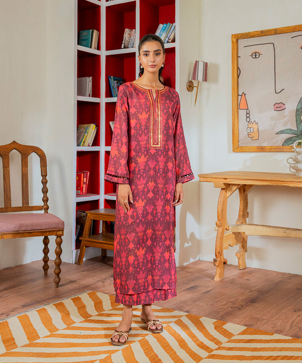 2PC - Digital Printed + Embroidered Silk Lawn Suit