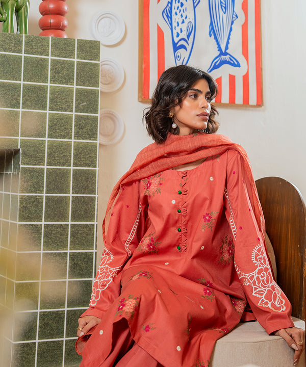 3PC - Embroidered Cambric Suit
