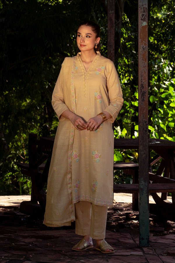 3PC - Embroidered Khaddar Suit