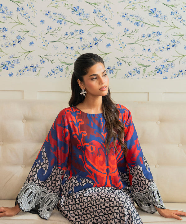 2PC - Digital Print and Embroidered Silk Lawn Suit
