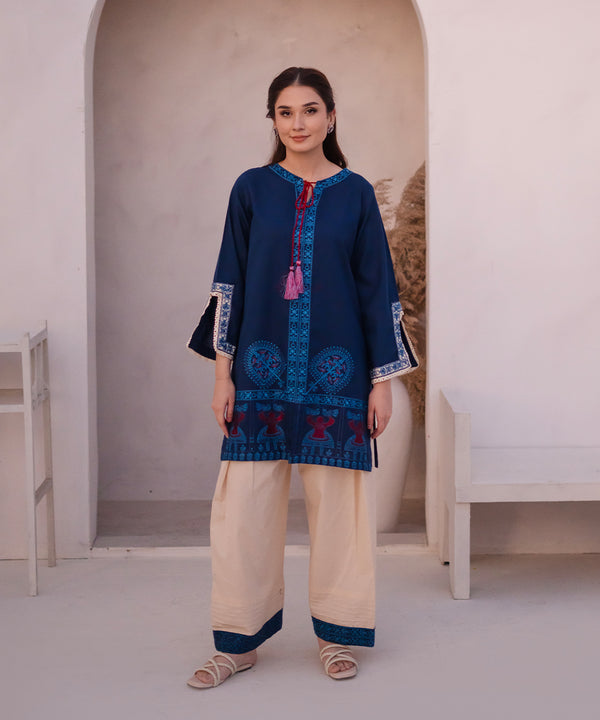 2PC - Cottom Embroidered Suit