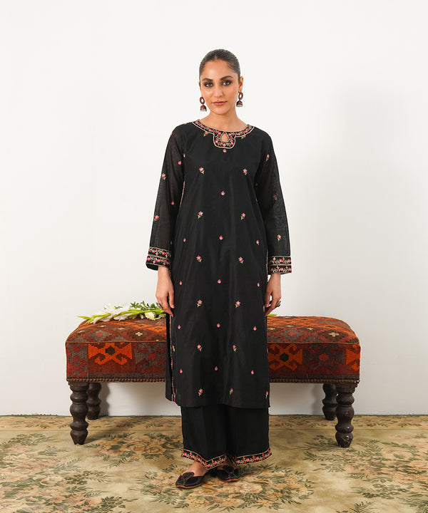 2PC - Cotton Net Embroidered Suit