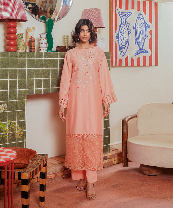 2PC - Embroidered Cotton Silk Suit