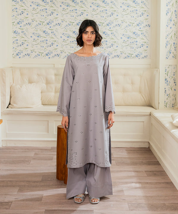 2PC - Embroidered Cotton Silk