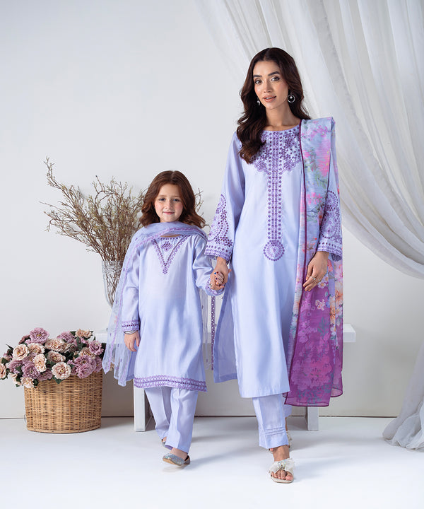 3PC - Embroidered Silk Lawn Suit