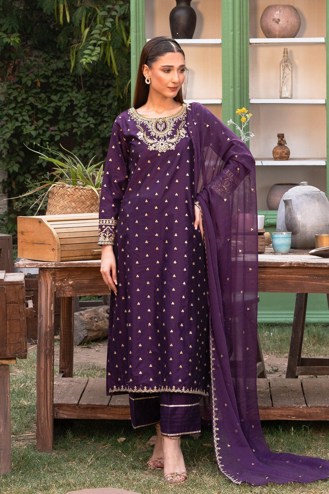 Baharaneh (Purple) KLX-00923 (3 PC) - Kross Kulture 