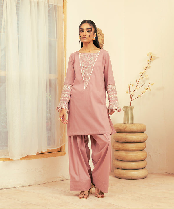 2PC - Embroidered Cotton Silk Suit