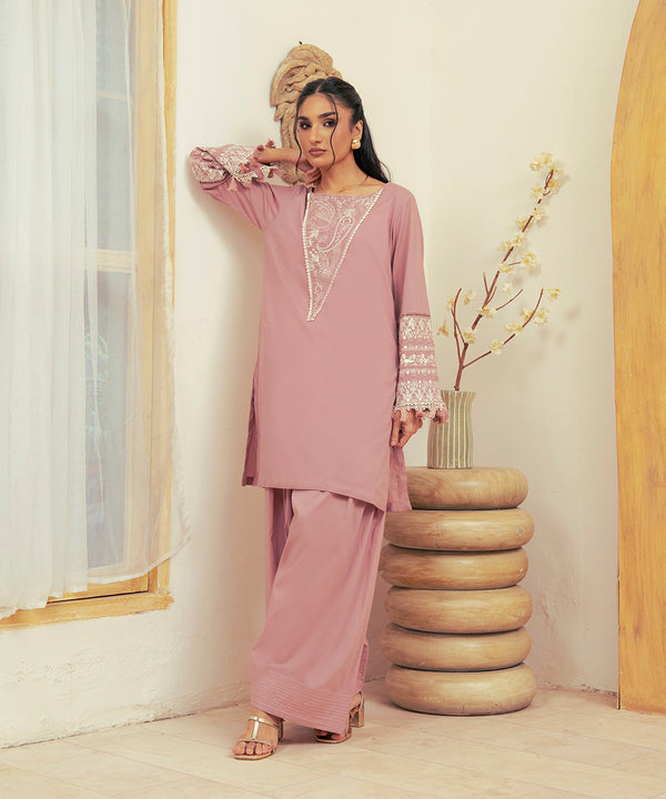 2PC - Embroidered Cotton Silk Suit