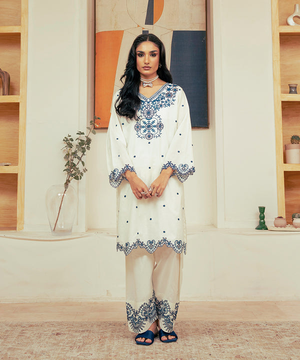 2PC - Embroidered Cambric Suit