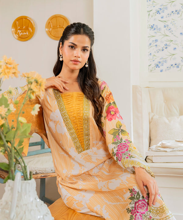 2PC - Digital Print and Embroidered Silk Lawn