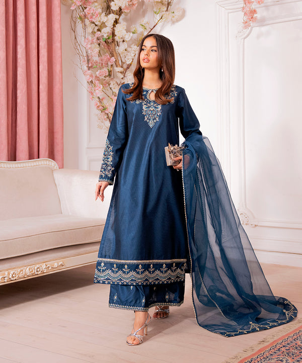 3PC - Embroidered Yarn Dyed Cotton Suit