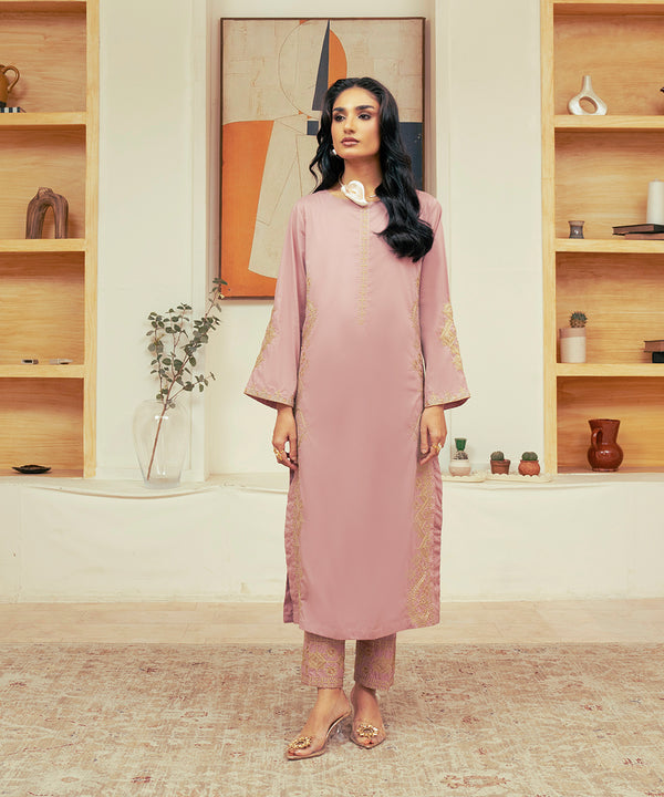 2PC - Embroidered Cotton Silk Suit