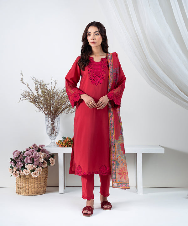 3PC - Embroidered silk Lawn Suit