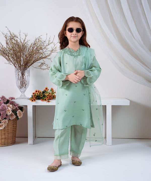 3PC - Embroidered Silk Lawn Suit