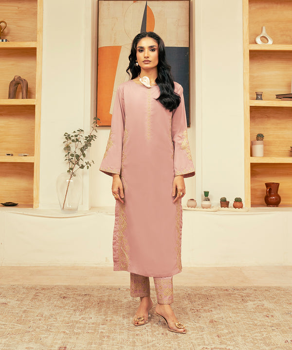 2PC - Embroidered Cotton Silk Suit