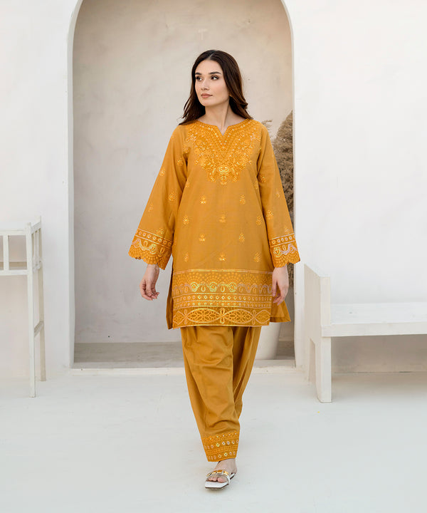 2PC - Cotton Embroidered Suit