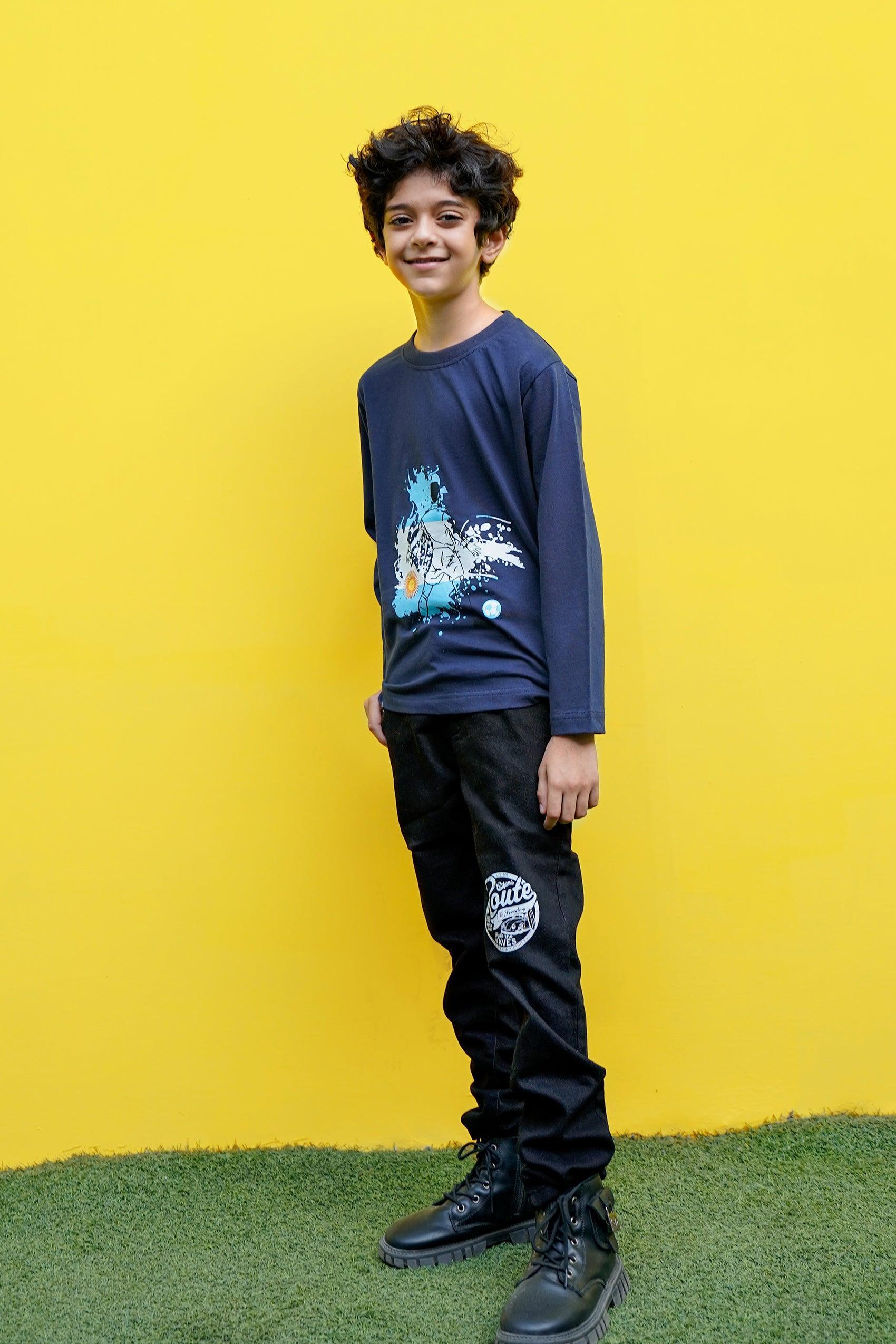 Boys Round Neck Tee SKD-076-23 - Kross Kulture 