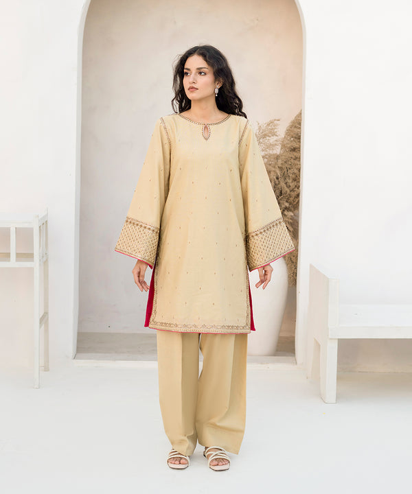 2PC - Cotton Embroidered Suit