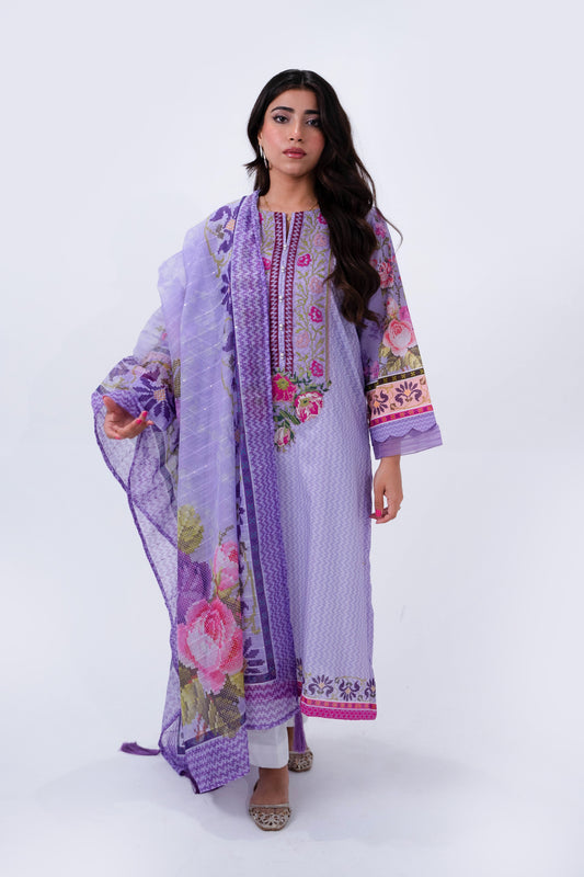 3 PIECE - Printed Embroidered Lawn Suit KPR- 00448