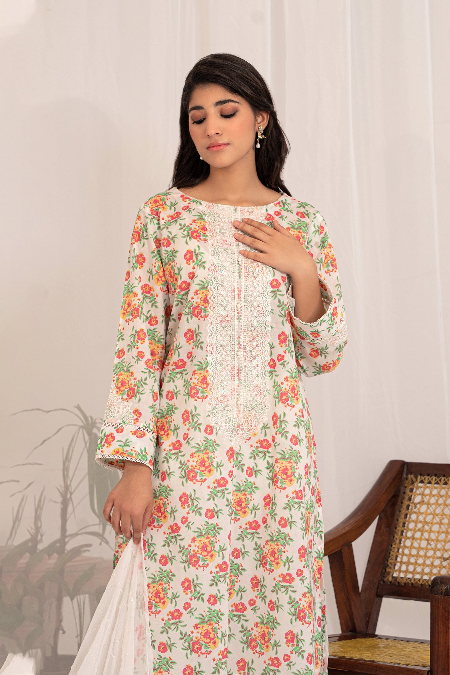 3 piece embroidered suit