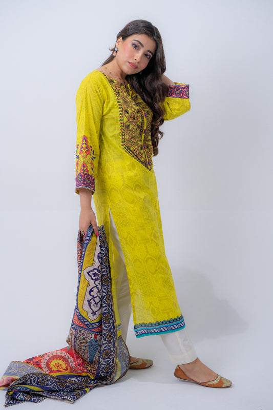 3 PIECE -Printed Embroidered Lawn Suit  KPR- 00532