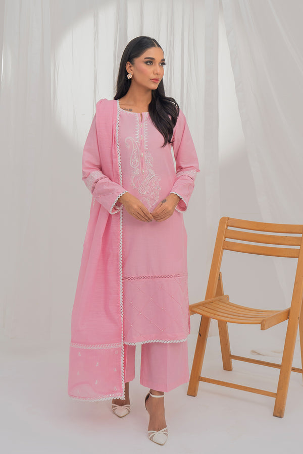 3PC - Embroidered Cotton Lawn Suit