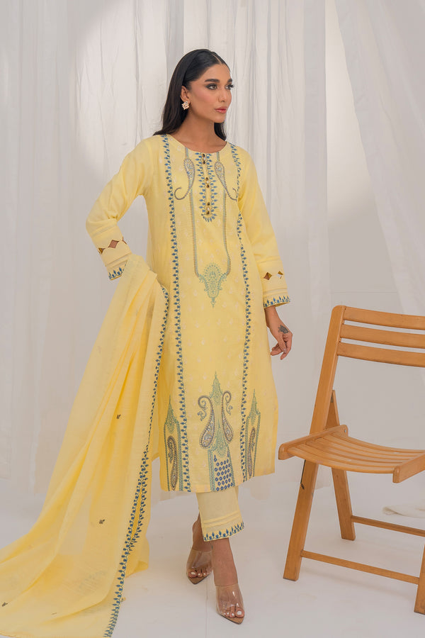 3PC - Embroidered Cotton Lawn Suit