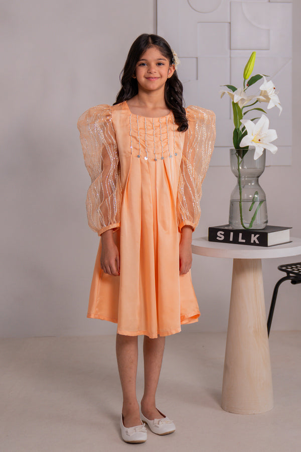 Girl - Embroidered Charmeuse Silk Frock