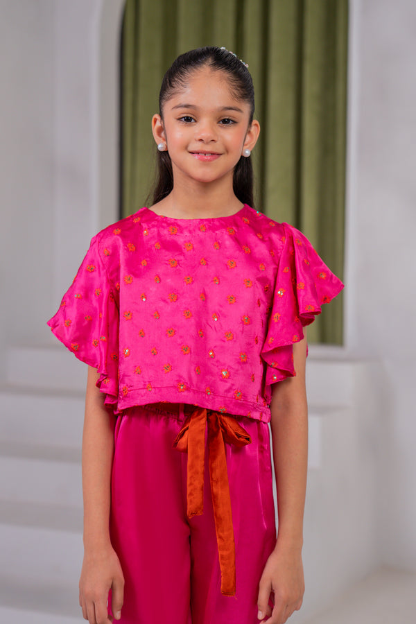 2PC Girl - Embroidered Charmeuse Silk Suit