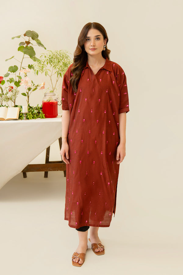 Embroidered Yarn Dyed Cotton Shirt