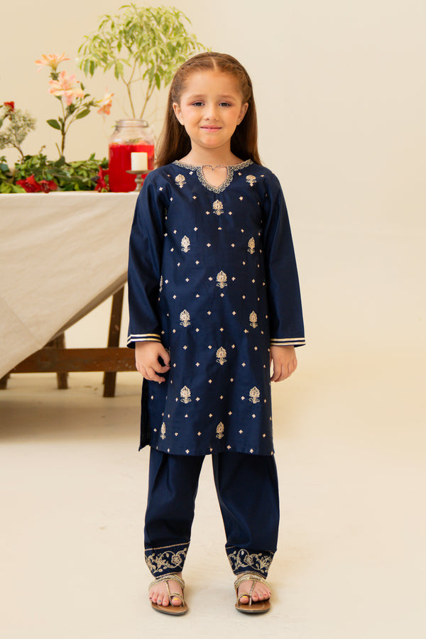 2PC Girl - Embroidered Yarn Dyed Cotton Suit