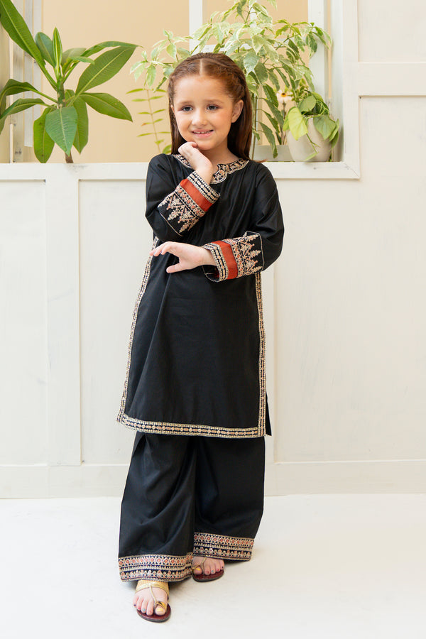 2PC Girl - Embroidered Yarn Dyed Cotton Suit